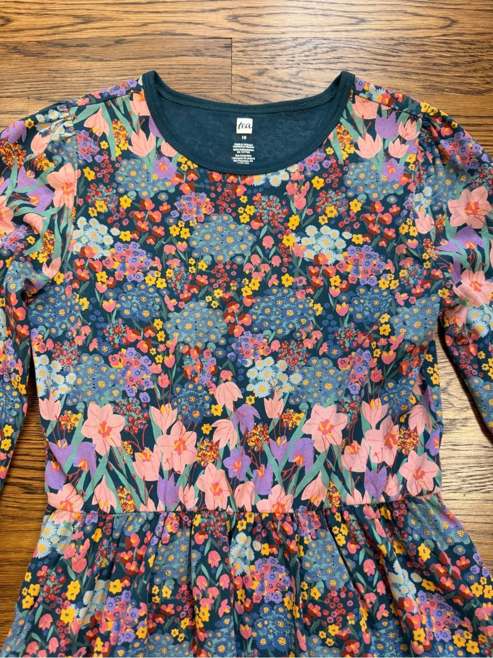 NWOT Tea Collection Girls Blouson Sleeve Wildclowers Pocket Dress 10